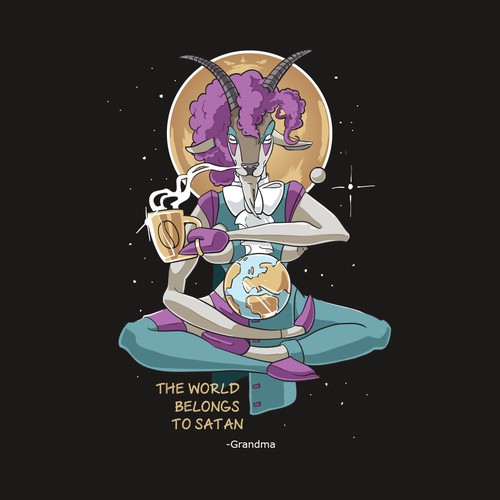 Cartoon t-shirt with the title 'Satan Queer T-Shirt design'