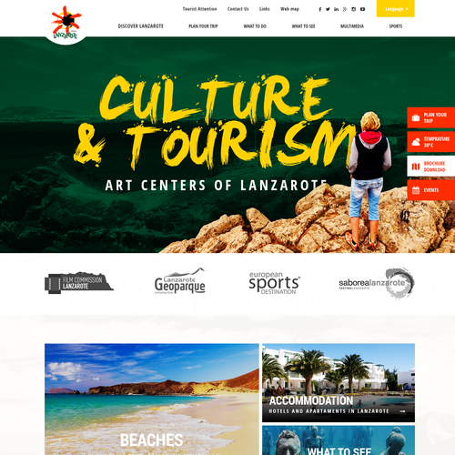 Tourism website with the title 'Official website for Turismo Lanzarote Island'