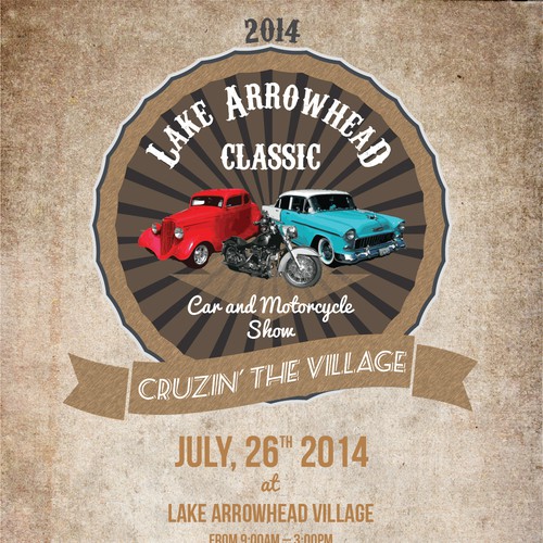 Arrowhead design with the title 'Lake Arrowhead Classic Car Show Flyer Contest'