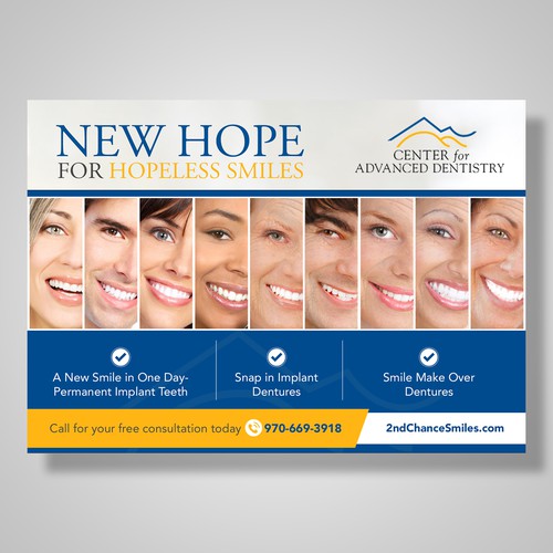 Advertising design with the title 'Center for Advanced Dentistry'