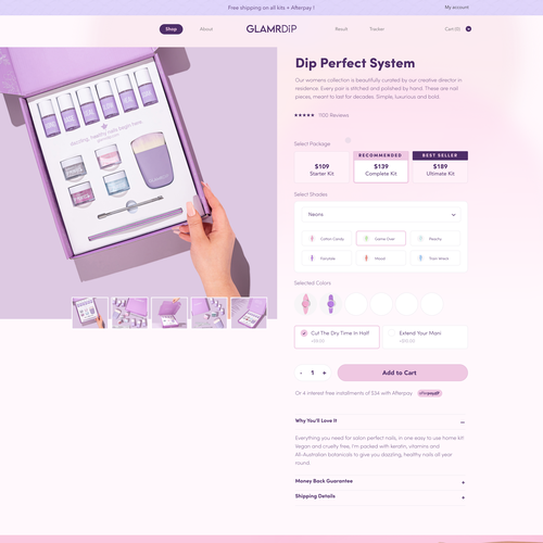 Shopify design with the title 'Product page shopify'