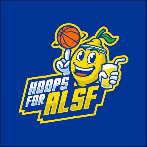 Basketball logo with the title 'Winner of Hoops for ALSF Contest'