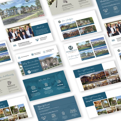 Presentation design with the title 'Senior Living Community - Presentation'