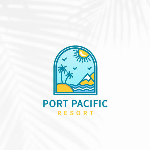 Palm tree logo with the title 'Port Pacific Resort'