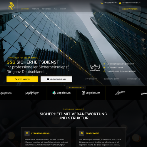 Building website with the title 'GSG Security'
