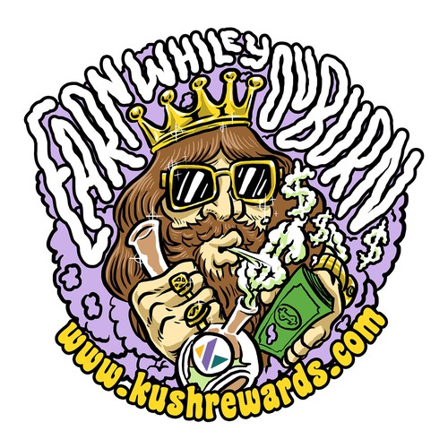Sticker illustration with the title 'Kushrewards'