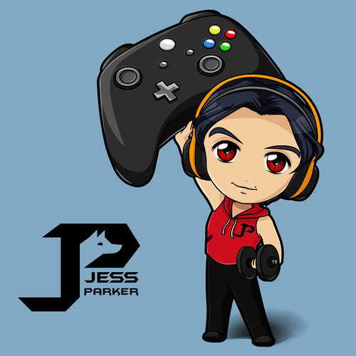 Video game logo with the title 'Sporty-Geek logo/character'