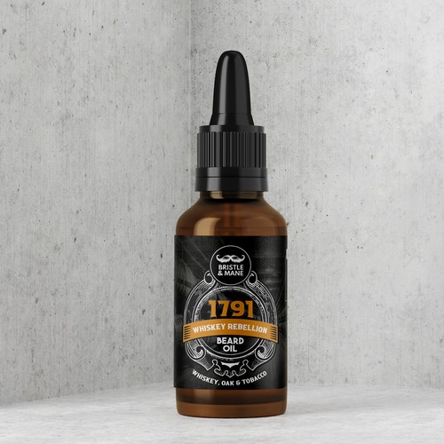 Classic label with the title 'Product label design for Beard oil'