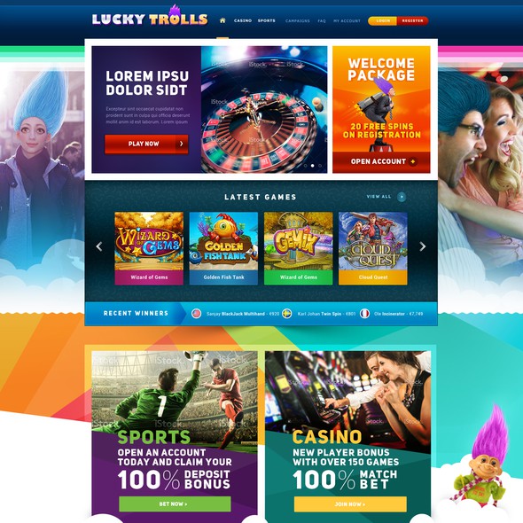 Casino website with the title 'New Webdesign for Online Casino games'