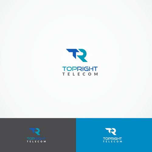 Aqua logo with the title 'TR logo for TopRight Telecom'