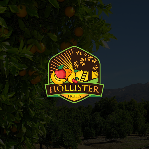 Apple design with the title 'Logo for Hollister Fruits'