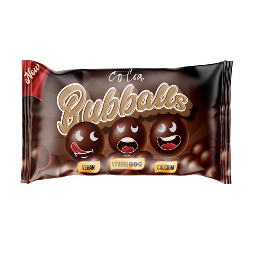 Candy packaging with the title 'Chocolate Ball Packaging Design'