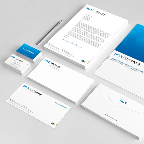 Envelope design with the title 'Design Chadwick Accountants stationery'