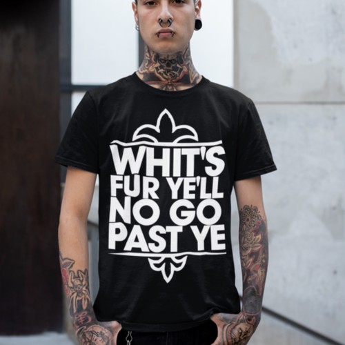 Historical design with the title 'Modern Scottish Historic Phrases'