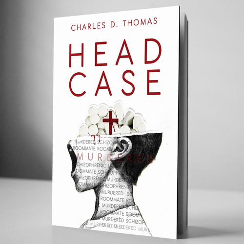 Murder mystery book cover with the title 'Crime Fiction about schizophrenic guy and murder of his roommate '