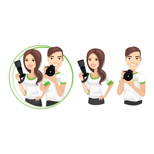 Photography artwork with the title 'Cartoon photographers characters'