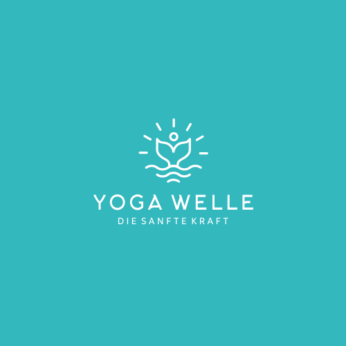 Yoga logo with the title 'whale tail + people + sun + waves'