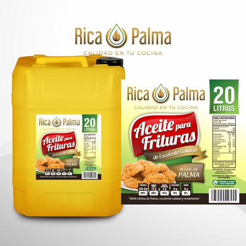 Oil label with the title 'Aceite de Palma - RICA PALMA'