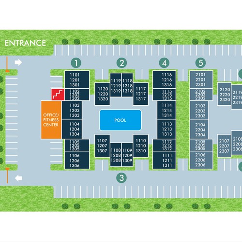 Real estate illustration with the title 'Bluffs at Lakewood Map'