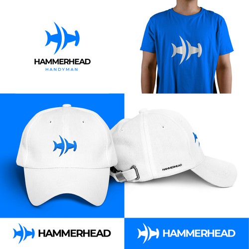 Handyman logo with the title 'Double H & Hammer shark'