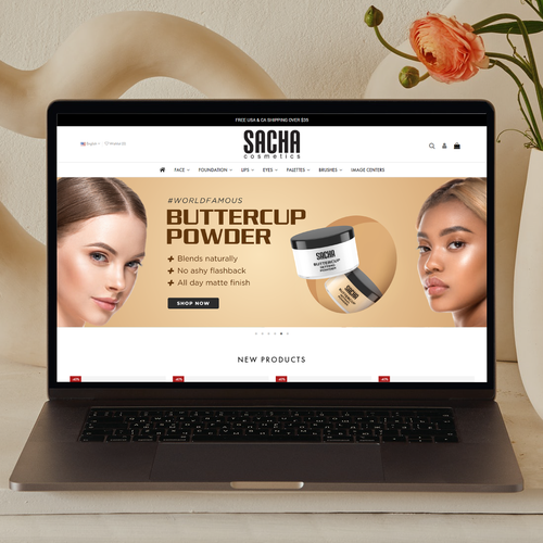 Powder design with the title 'Website slider banner for a new launching cosmetic product'