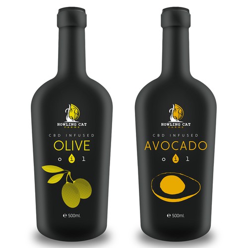 Olive oil label with the title 'cbd (cannabis) infused oils'