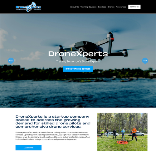 Ecommerce design with the title 'DroneXperts Courses & Ecommerce Design'