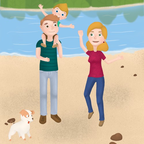 Summer illustration with the title 'Family holiday'