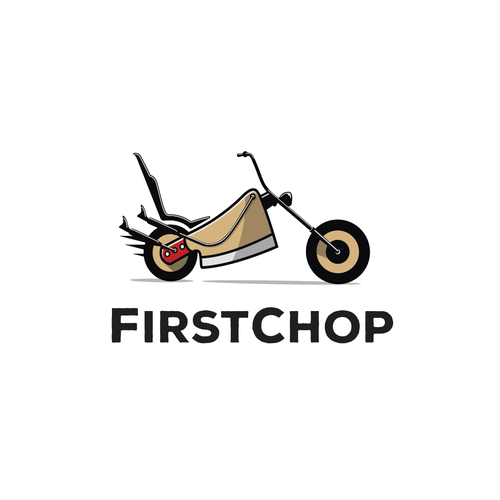 Motorcycle logo with the title 'Conceptual logo for chopped meat delivery'