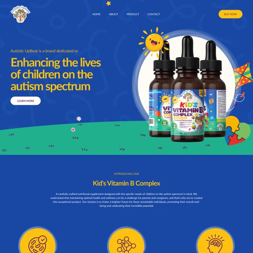 Kid design with the title 'Clean and modern website for Kid's Vitamin B Complex'