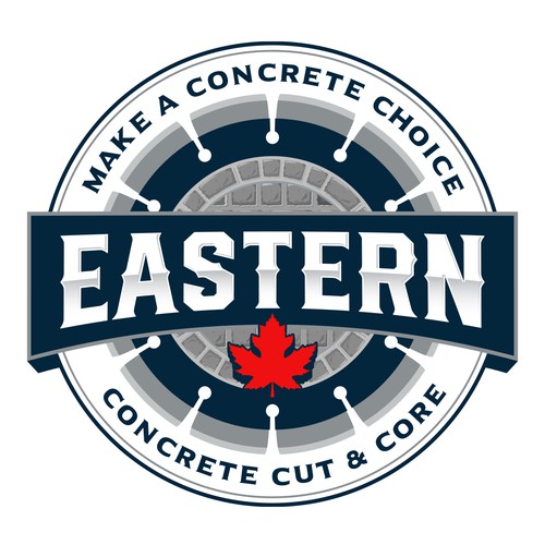 Maple leaf design with the title 'Eastern Concrete Cut & Core'