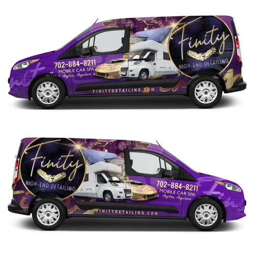 Vehicle graphic design with the title 'Finity High End Detailing '