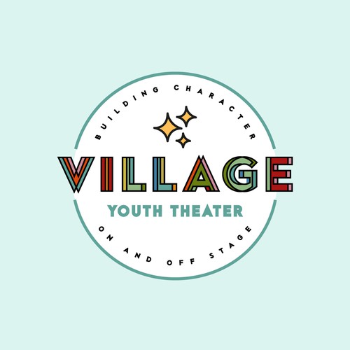 Theater design with the title 'Village Youth Theater Logo Contest Winner'