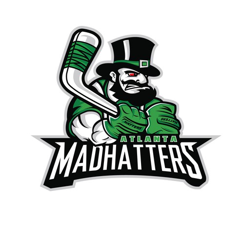Hockey puck logo with the title 'Atlanta Mad Hatters Logo'