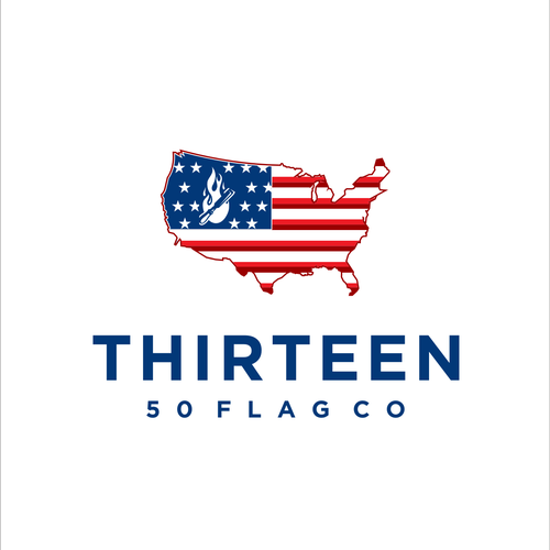 American flag logo with the title 'THIRTEEN 50 FLAG CO'