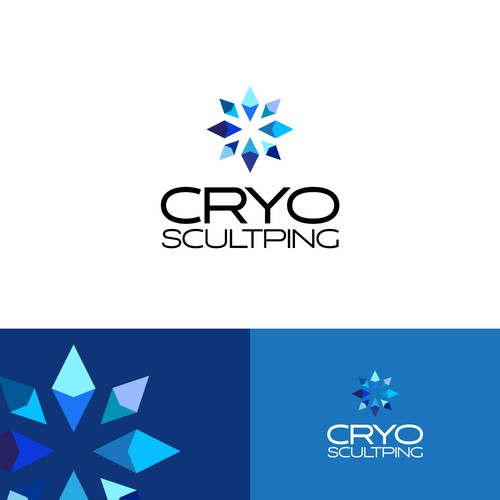 Snowflake logo with the title 'Logo design . CRYO sculpting'