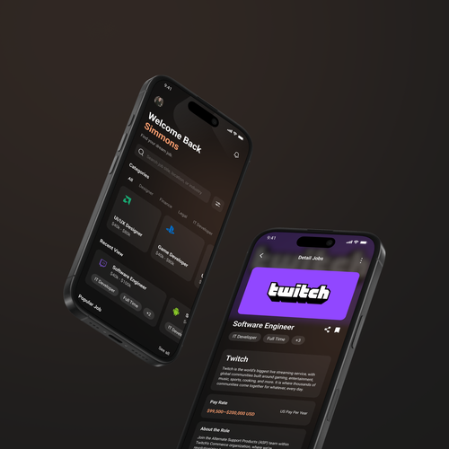 Theme design with the title 'Job Applications app'