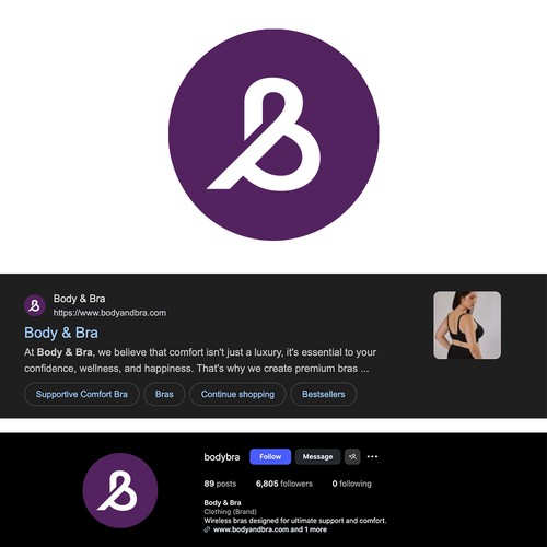 Underwear logo with the title 'Body & Bra new Icon'