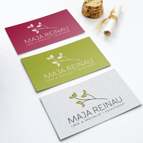 Clinic design with the title 'Maja Reinau / Læge & specialist i psykoterapi'