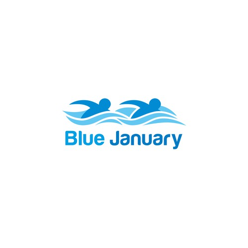 Swimming logo with the title 'Blue January'