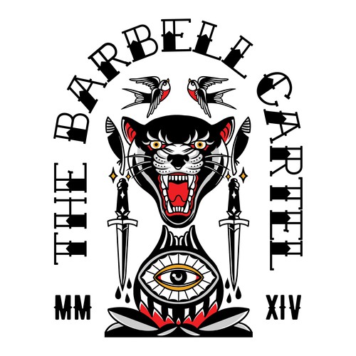 Panther design with the title 'The Barbell Cartel '