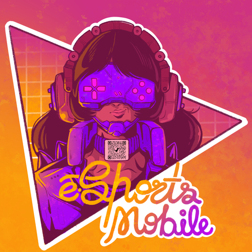 Synthwave design with the title 'Retro Gamer-Girl Sticker Design '