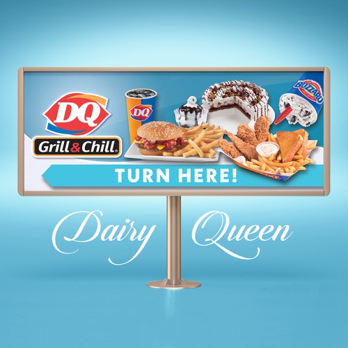 Attractive design with the title 'Dairy Queen - Turn Here Banner'