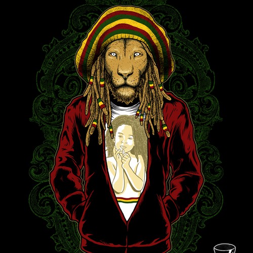 Animal t-shirt with the title 'Rasta Lion'