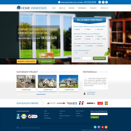 Design firm website with the title 'New website design wanted for homewindows.co'