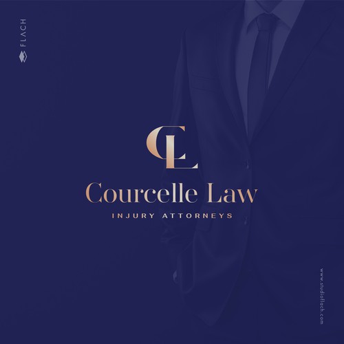 Law office design with the title 'Modern sophisticated logo for a law firm representing victims of work injury.'