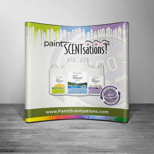 Artsy design with the title 'Clean curved trade show banner for Paint SCENTsations'