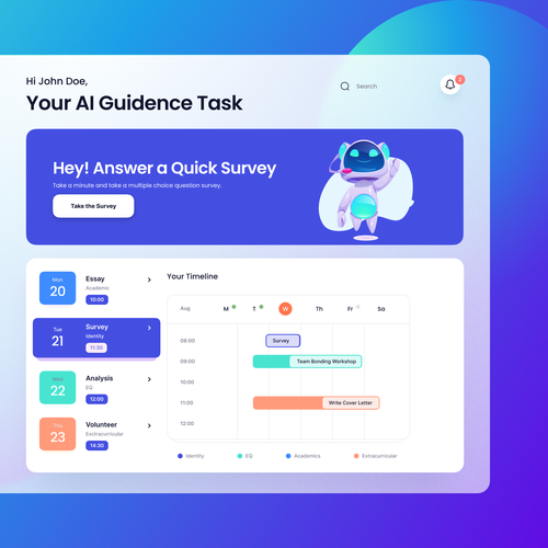 Platform design with the title 'Modern Web Application Design for AI High School Counsellor Platform'