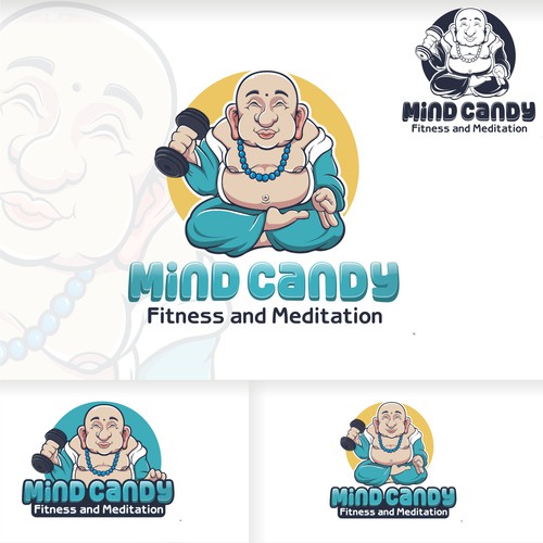 Meditation logo with the title 'fitnes and meditation budha mascot logo'