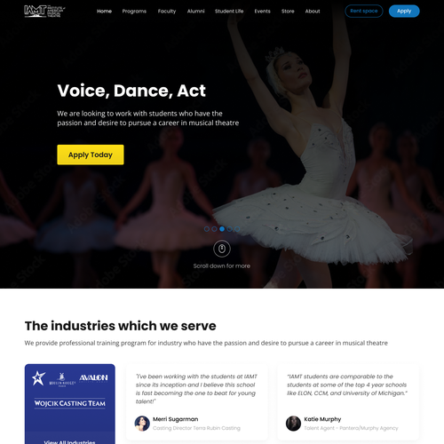 User-friendly website with the title 'Muscial Theatre'